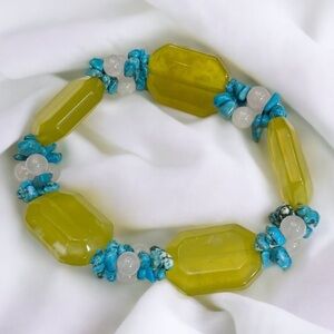 Vintage Beaded Agate and Turquoise Bracelet